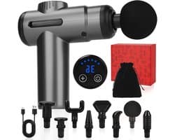 Massagepistool - Spierverlichter - Spierherstel - 8 koppen 99 snelheden - 13 mm diep - Grijs