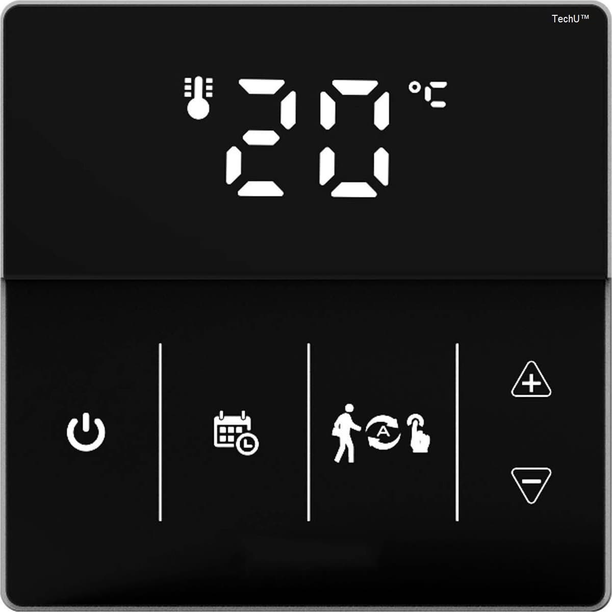 TechU™ Smart Thermostaat Thin – Zwart – Alleen voor Elektrische Vloerverwarming – App & Wifi – Google Assistant & Amazon Alexa – Persoonlijk Programma Instelbaar — afbeelding 1