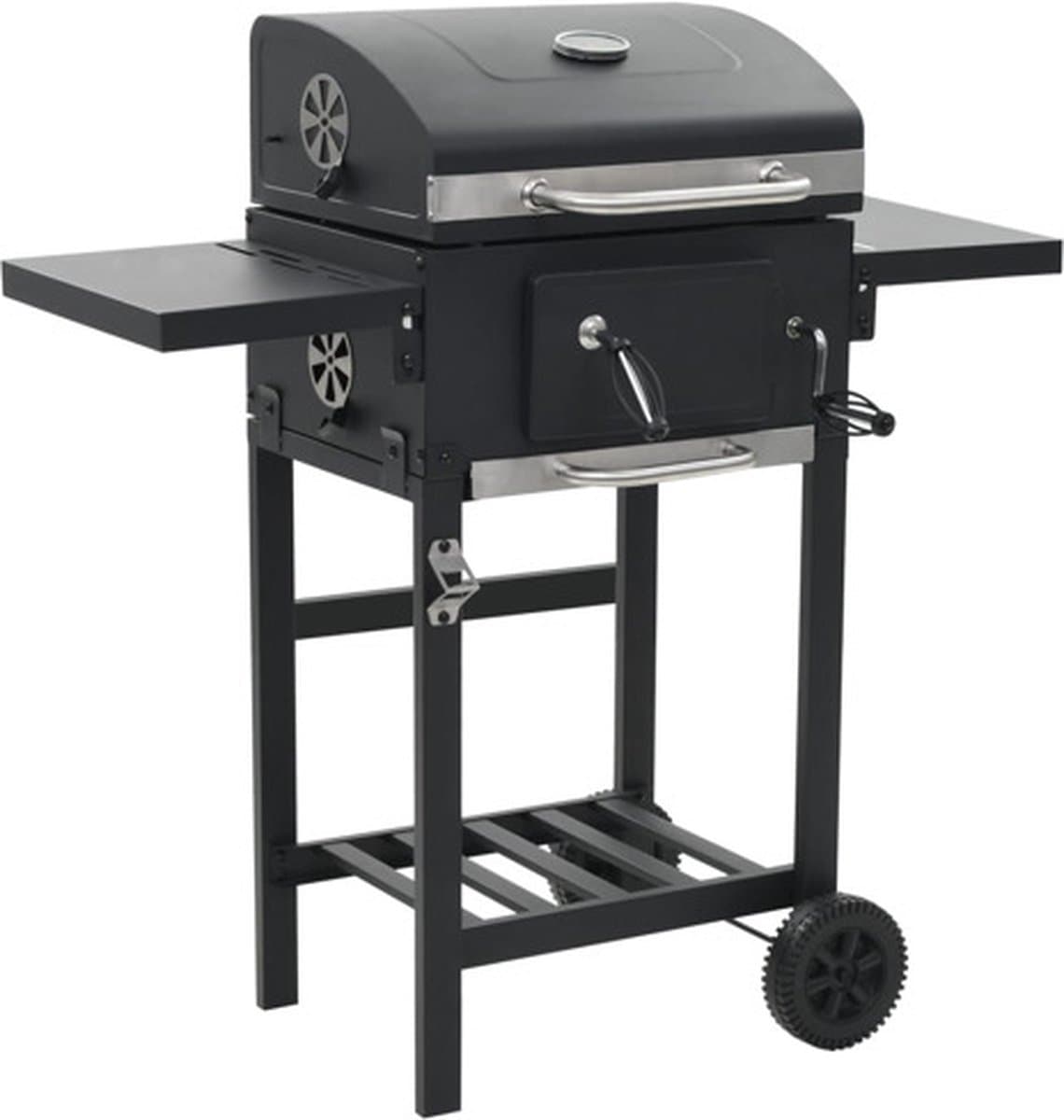 vidaXL Houtskoolbarbecue met onderplank zwart — afbeelding 1
