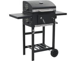 vidaXL Houtskoolbarbecue met onderplank zwart