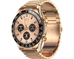 Darenci Smartwatch Superior Pro - Smartwatch heren - Activity Tracker - Touchscreen - Bluetooth bellen - Bluetooth muziek - Stalen band - Heren - Horloge - Stappenteller - Bloeddrukmeter - Verbrande calorieën - Zuurstofmeter - Waterdicht - Roségoud