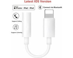 Bluetooth Apple Lightning naar 3,5 mm oordopjes earphones aansluiting converter adapter voor iPhone en iPad ook IOS 13 voor muziek luisteren en bellen d.m.v. Bluetooth connectie zie YouTube filmpje onderaan.