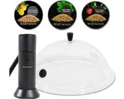 Rookpistool Deluxe Set - Smoking Gun - Stolp - 3 Smaken Rookmot - Koud Roken - Foodsmoker - Cold Smoke - Rookapparaat - Eik, Appel en Citroen - Mat Zwart