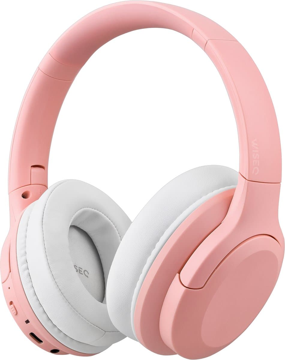 WiseQ ANC Kinderkoptelefoon – Roze Draadloze Koptelefoon Meisje – Active Noise Cancelling – 35u Bluetooth en Microfoon – Incl. 100+ Stickers — afbeelding 1