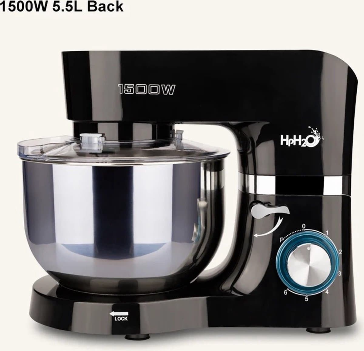 Mixer Met Mengkom - Deegmachine - Deegmixer - Kneedmachine - Met Kom - 1500W - Zwart — afbeelding 1
