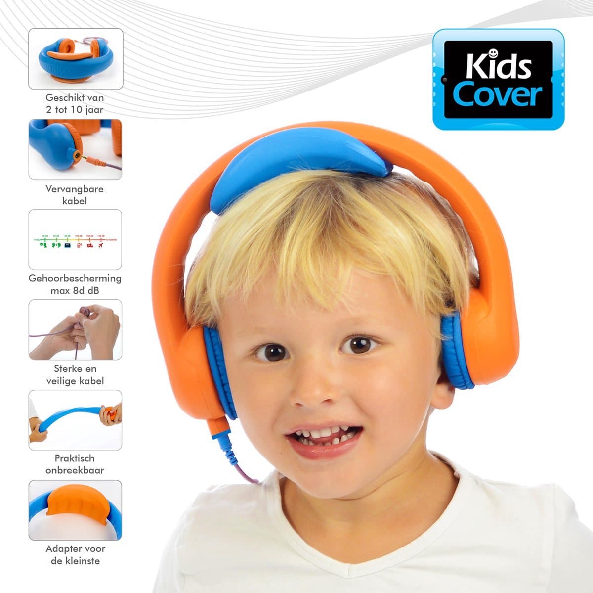 KidsCover Safe 'n Sound Kinder koptelefoon Oranje - Hoofdtelefoon met Volumebegrenzing - Bekend van school - Voor peuter & kind — afbeelding 1