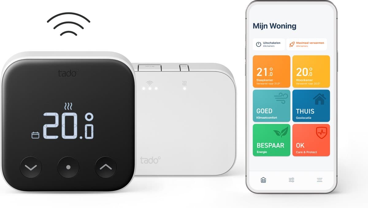 tado° Draadloze Slimme Thermostaat X - Starterskit - Smart Thermostaat - werkt met Google Home, Alexa & Apple Homekit - Zwart/Wit — afbeelding 1