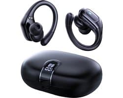 Audrax® Fit Pro Draadloze Sport Oordopjes - 75 uur Speeltijd - Met Oorhaak - IPX7 Waterbestendig - Bluetooth - Sport Oortjes - Oortjes Draadloos - Geschikt voor Apple en Android - Zwart