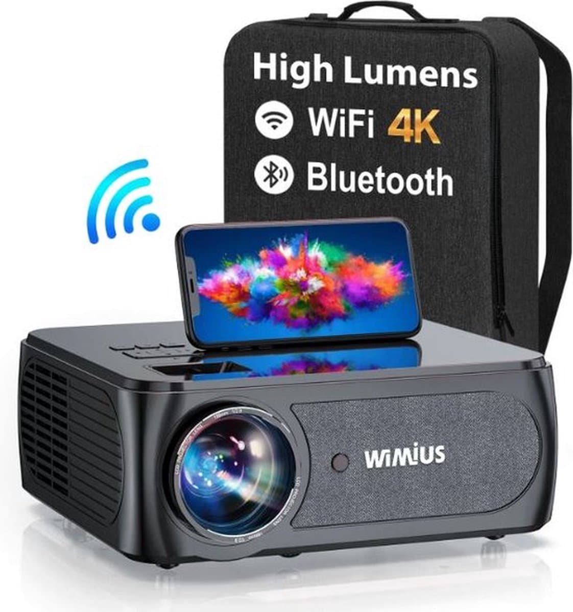 Luxe Beamer – Full HD 4K – Projector – 5G WiFi – Thuisbioscoop – Mini Beamer – 360° Flip Functie – Bluetooth 5.1 – Draadloos – 15.000 Lumen — afbeelding 1