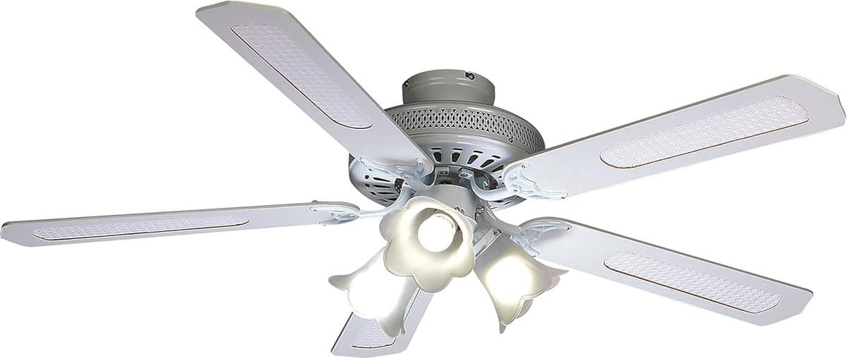 LuxiLamps - 5 Kop Bloem Plafondventilator - Dimbaar Met Afstandsbediening - E27 - 3 Snelheden - Wit - 132 cm - Slimme Ventilator — afbeelding 1
