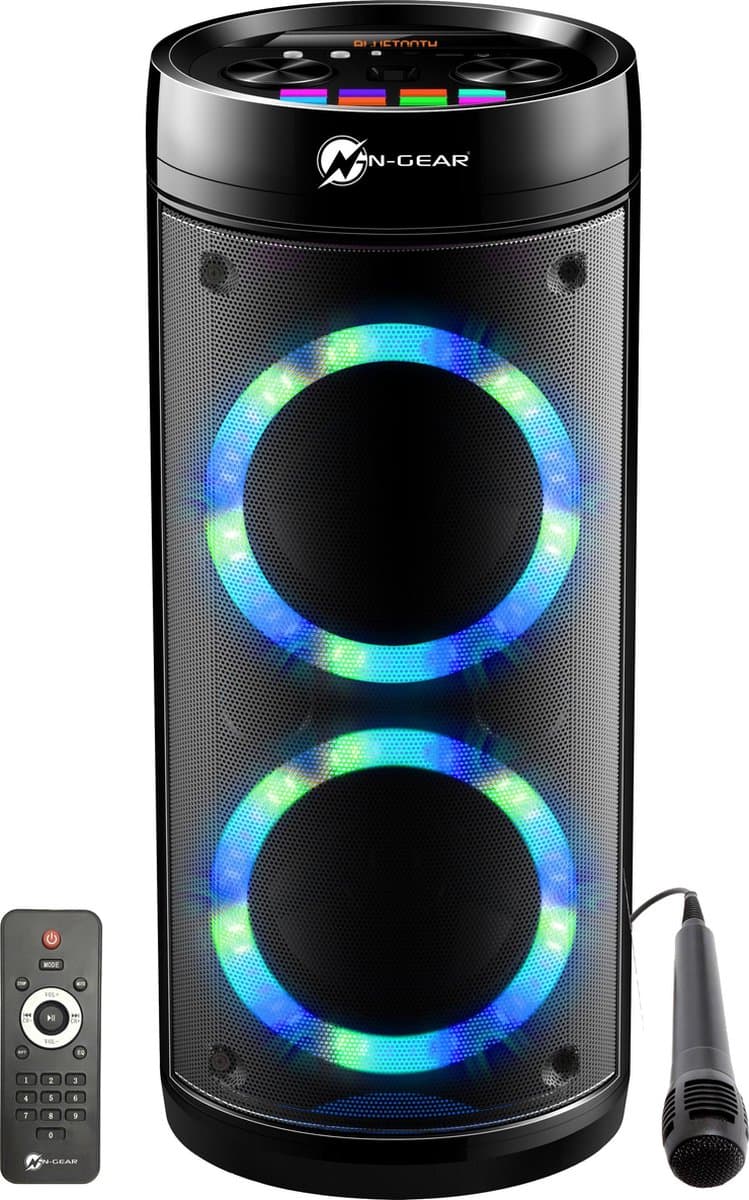 N-GEAR LGP 26R - Draadloze Bluetooth Party Speaker - Karaoke set - 1 Microfoon - Discoverlichting — afbeelding 1