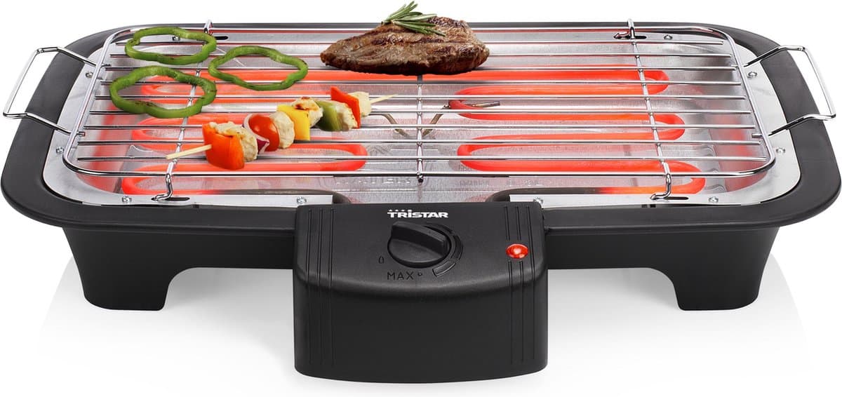Tristar BQ-2813 Elektrische BBQ – Rookarme Tafelbarbecue 2000W – Grillrooster 38x22 cm – Zwart - Perfect voor Balkon of Camping — afbeelding 1