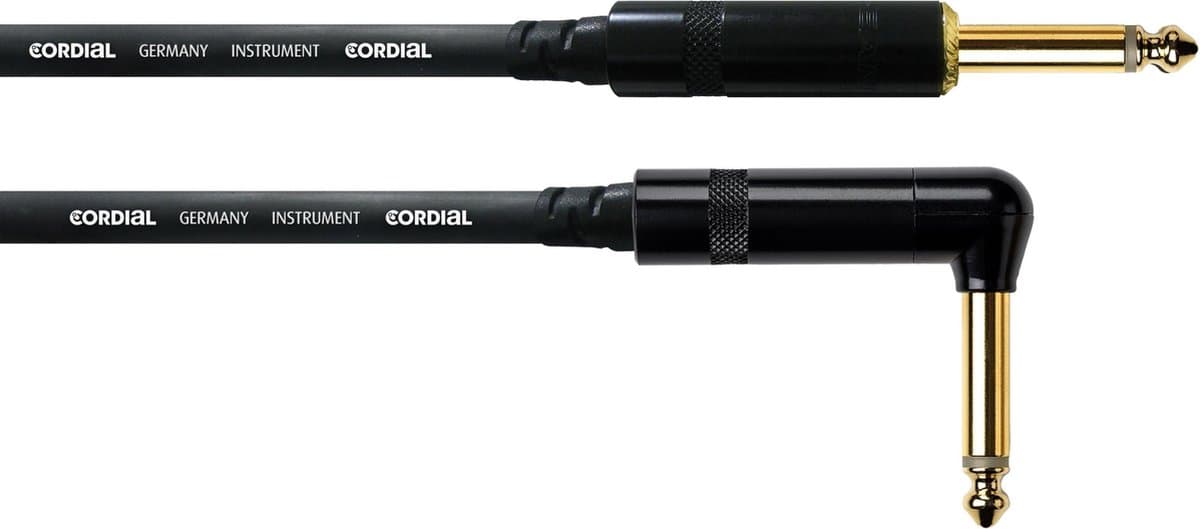 Cordial CCI 3 PR - Instrumentkabel - Jack Recht naar Jack Haaks - 3 Meter - Zwart - REAN Vergulde Contacten - Handgesoldeerd — afbeelding 1