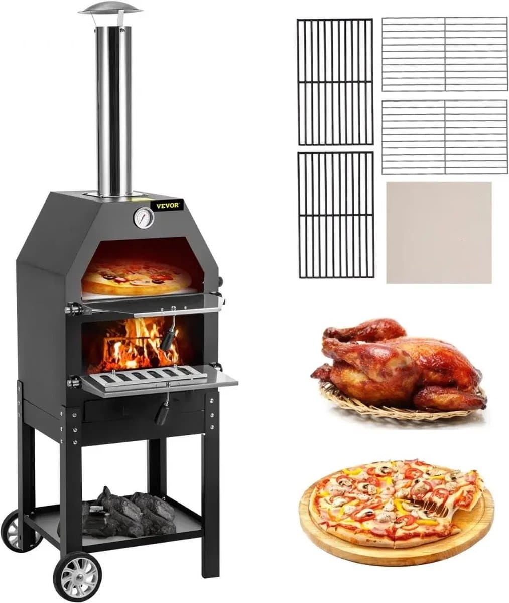 Vevor Outdoor Pizza Oven - Barbeque - BBQ - Met Pizzasteen En Diverse Roosters - 30 CM — afbeelding 1