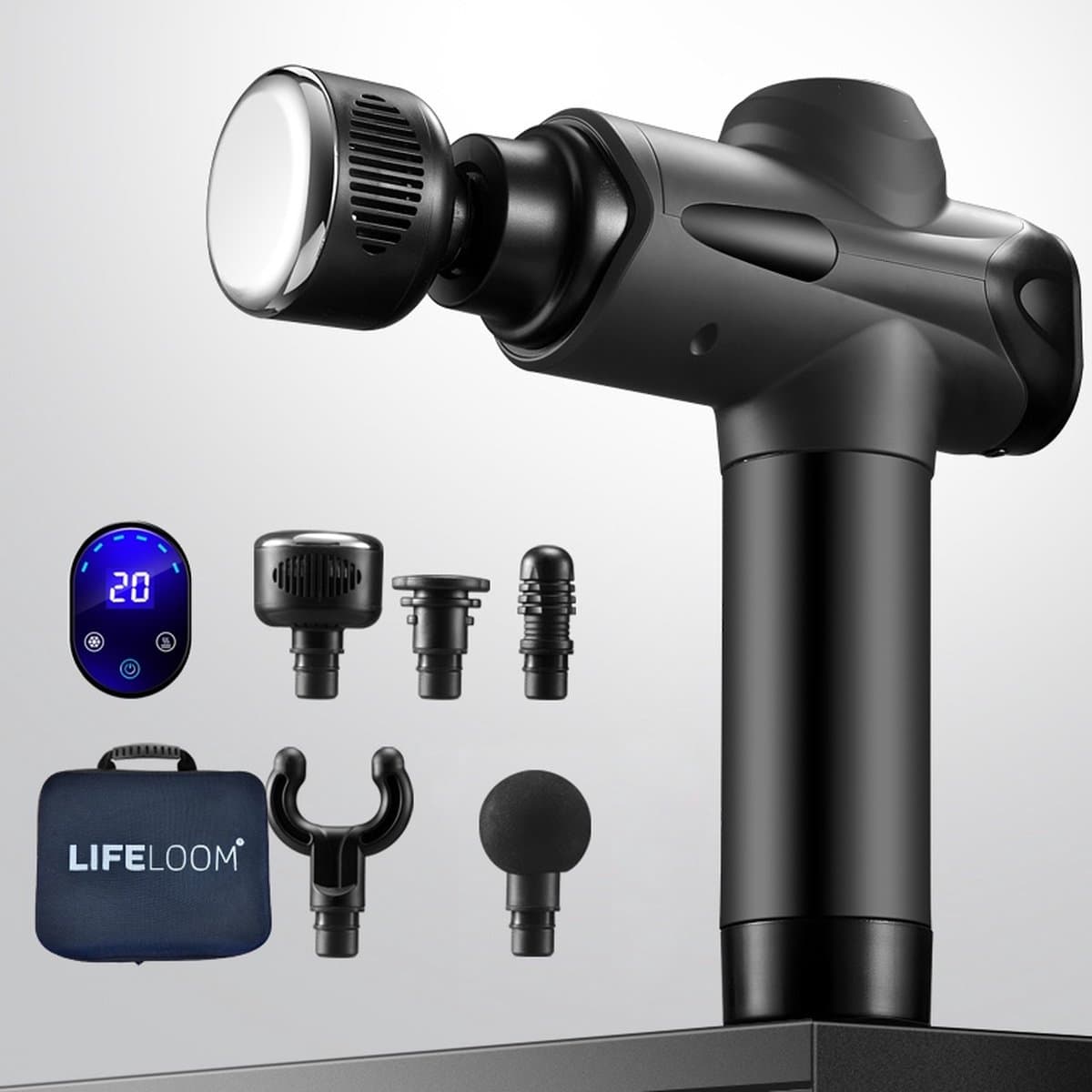 LifeLoom® Sport en Relax Massage Apparaat - Massage Gun- Krachtige Massage Gun KW16 - Professioneel 12mm Slag - Koude en Warmte Massage - 6 massagekoppen — afbeelding 1