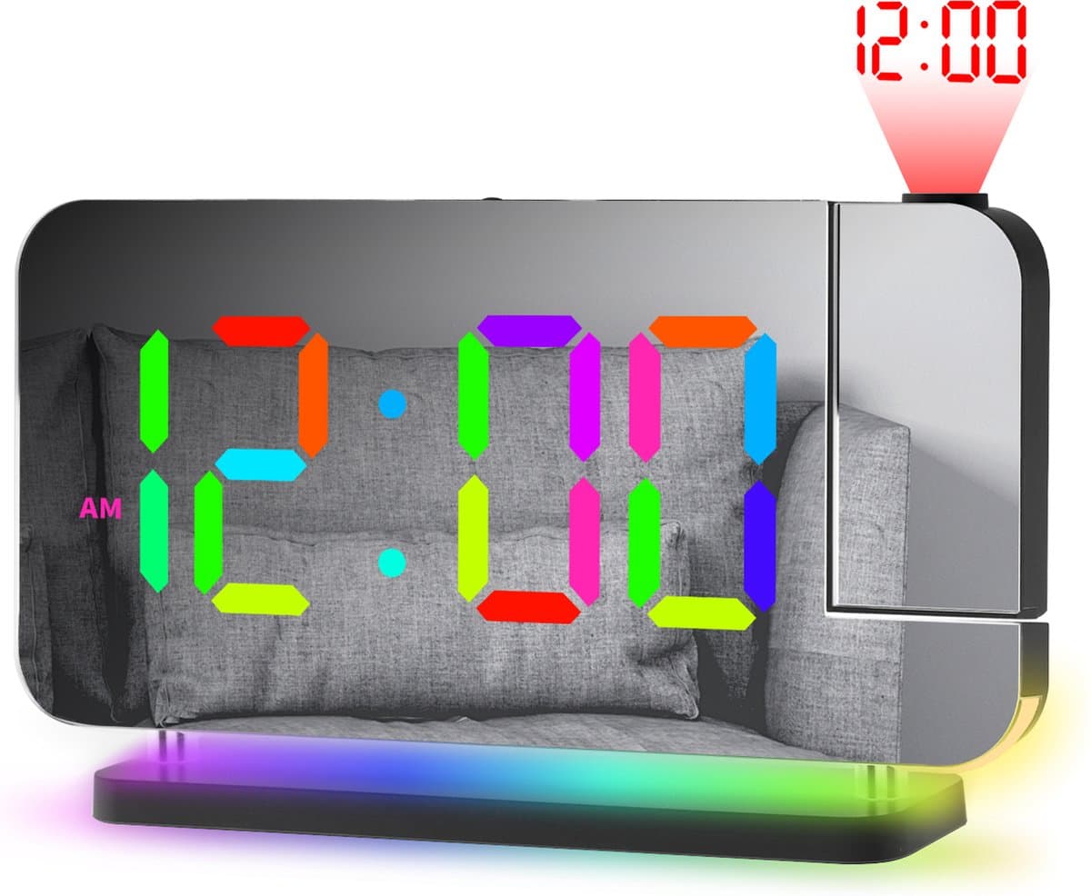 J&D supplies Digitale Wekker - Zwart - Digitale LED klok - Digitale Wekker - Wekker met Projectie - Wekker kinderen — afbeelding 1