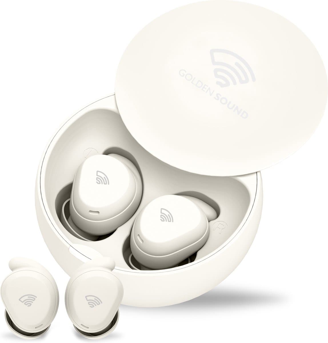 Golden Sound Oordopjes slapen - Draadloze oordopjes - Oortjes draadloos - Sleep Plugs - Active Noise Cancelling 24dB - Slaap oordopjes - Geschikt voor elke laptop en smartphone - Wit — afbeelding 1