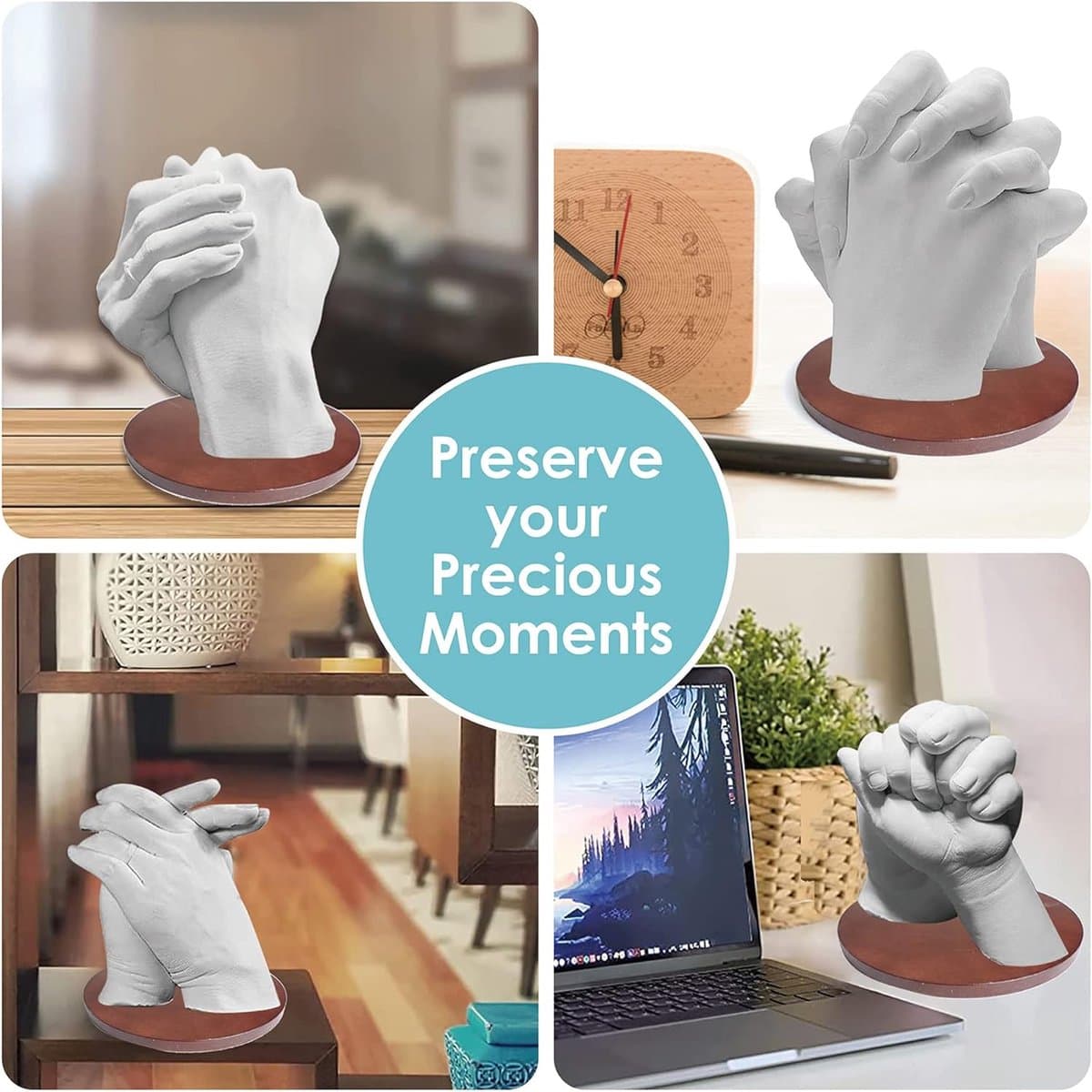 Handafdruk Set voor Koppels 3D Gipshandenset voor doe-het-zelf Hand Molding Kit Sculptuur Gift gipsafdrukset voor Koppels Familie Bruiloft Vrienden Huwelijksverjaardag — afbeelding 1