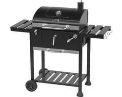 KitchenBrothers Houtskool BBQ - Smoker Barbecue - Verstelbaar Kolenrooster - PFAS Vrij - 42x57cm Grilloppervlak - Zijpanelen - Vaderdag Cadeau - Zwart