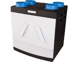Orcon HRC-500 EcoMax WTW unit met isolerende EPP behuizing, vochtsensor en randaarde, zwart/wit
