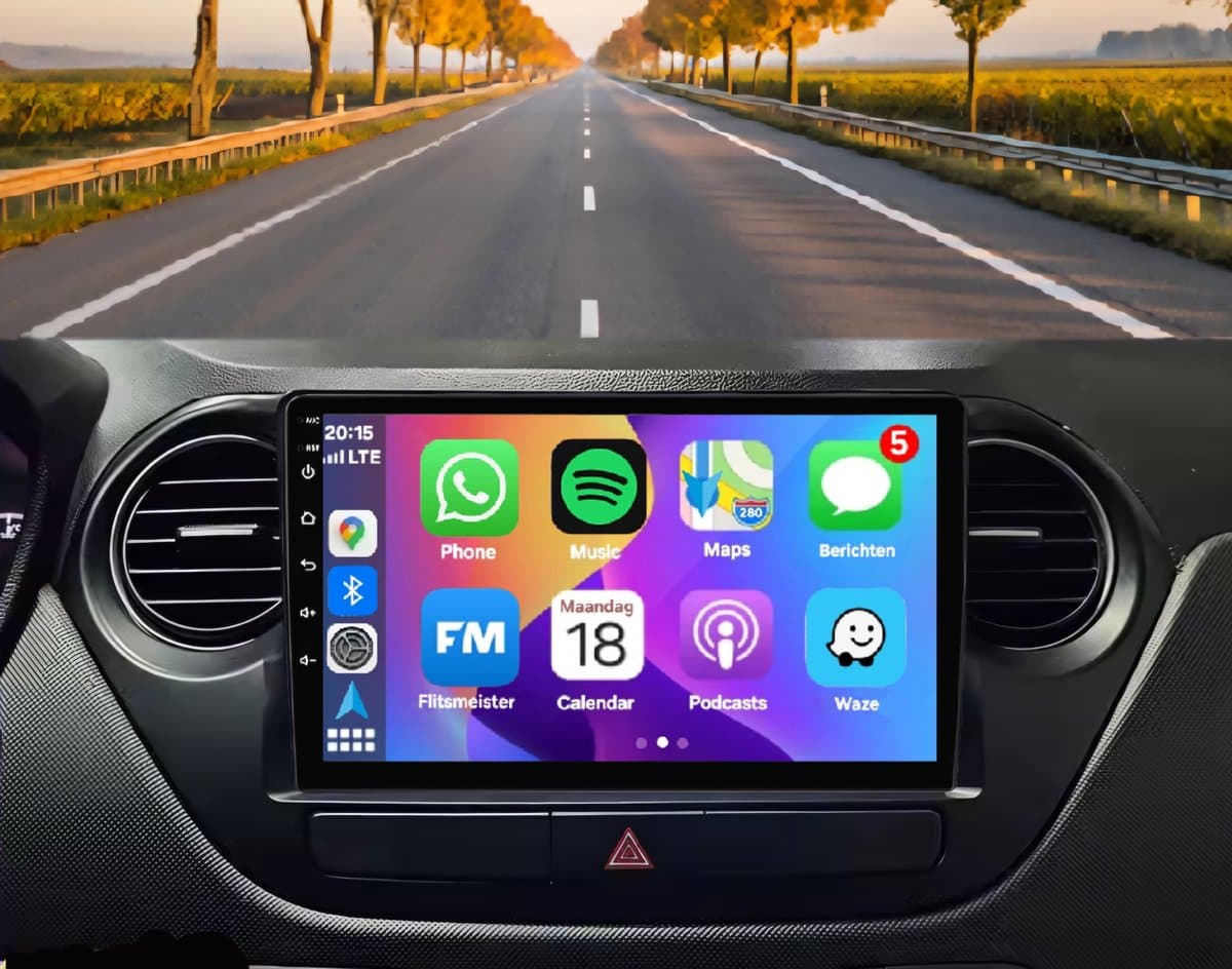 Autoradio 4/64GB met smart Carplay en Android auto | Geschikt voor Hyundai I10 2012-2018 | Radio scherm met Navigatie | 2012 2013 2014 2015 2016 2017 2018 — afbeelding 1