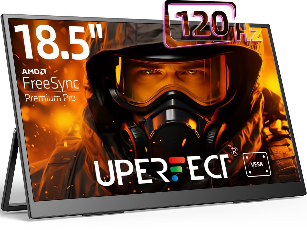 UPERFECT 18.5" Portable Gaming draagbaar Monitor| 120Hz FHD IPS draagbaar scherm| 100% sRGB | 1200:1 Contrast | Dual HDMI/Type-C | VESA Mount | Ultra-Slim Design — afbeelding 1