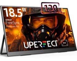 UPERFECT 18.5" Gaming 120Hz FHD IPS draagbaar Monitor | 100% sRGB | 1200:1 Contrast | Dual HDMI/Type-C | VESA Mount | Ultra-Slim Design