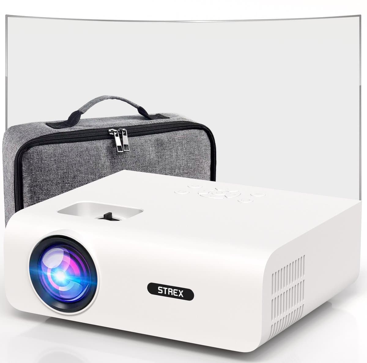 Strex Beamer - 1080P Full HD - 15000 Lumen - Draadloos Streamen - Inclusief Tas/Projectiescherm - WiFi - Bluetooth - Mini Beamer - Projector — afbeelding 1