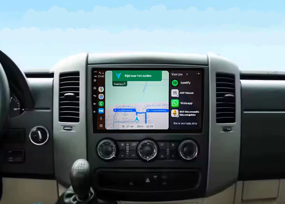 Autoradio 2/32 met Carplay en Android auto | Geschikt voor Mercedes Benz A, B, V klasse, Vito, Viano Sprinter en Vw Volkswagen Crafter 2004-2017 | Radio scherm met Navigatie | 2004 2005 2006 2007 2008 2009 2010 2011 2012 2013 2014 2015 2016 2017 B200 — afbeelding 1