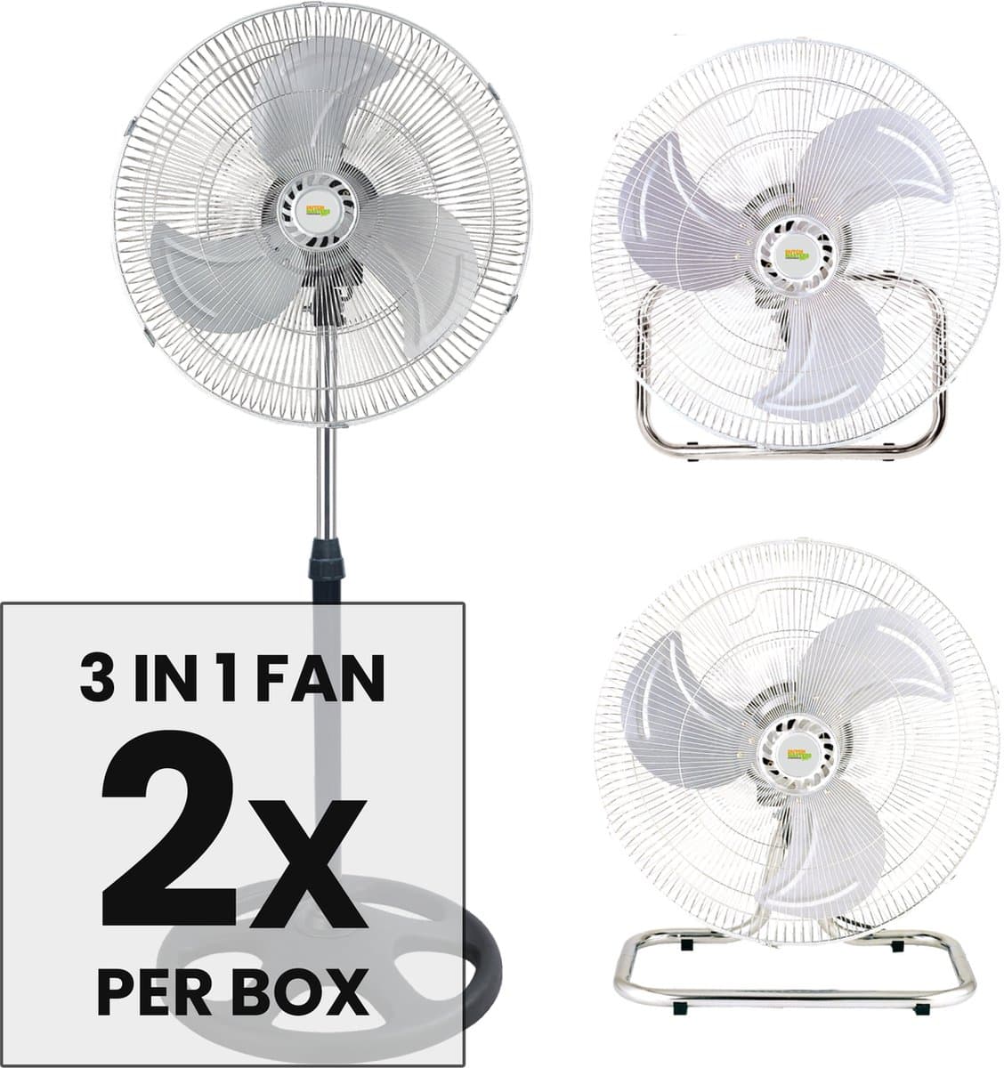DutchMasters 3-in-1 Ventilator | 45 cm | Statief-, Vloer- & Wandventilator | Krachtig & Energiezuinig | 50W | 2 stuks in doos — afbeelding 1