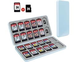 24 Slots Game card case geschikt voor Nintendo Switch - Avanceli - Opbergen Spelletjes - Silicone Slots - Licht Blauw