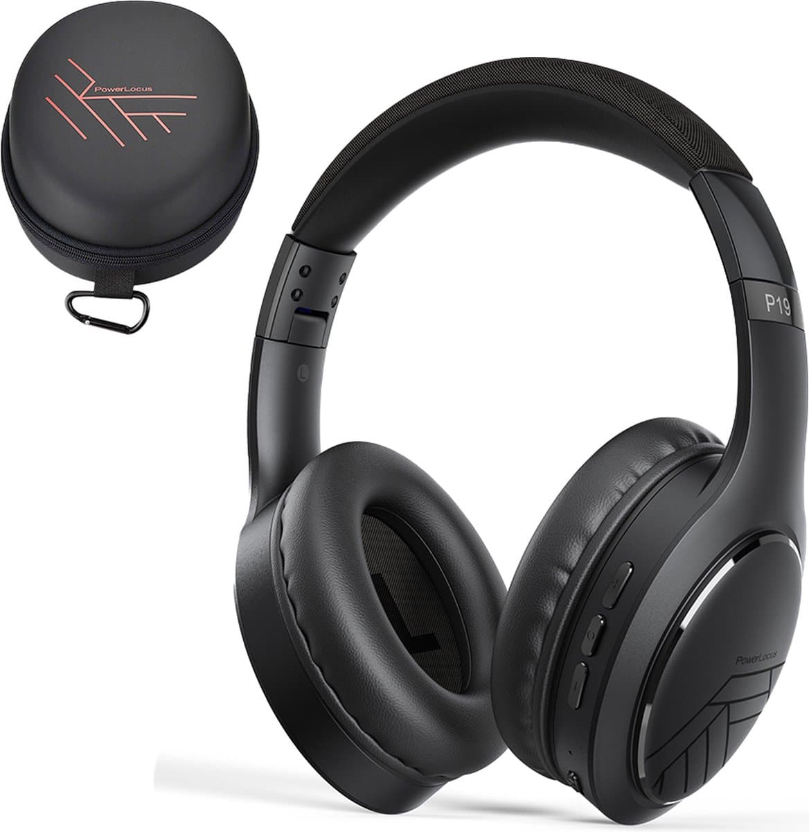 PowerLocus P19 Bluetooth Koptelefoon - Koptelefoon Draadloos - tot 70 Uur Speeltijd en met Aux Kabel - Over Ear Hoofdtelefoon - 3 EQ-Modi - Met Draagtas – Zwart — afbeelding 1
