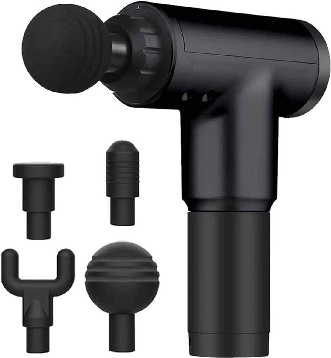 Zwarte Massagegun + 4 Opzetstukken - Massagepistool - Massage Gun met 6 standen - Massage Pistool - Massageapparaten - Draadloos - professioneel - Sport — afbeelding 1