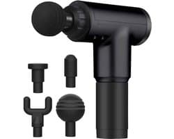 Zwarte Massagegun + 4 Opzetstukken - Massagepistool - Massage Gun met 6 standen - Massage Pistool - Massageapparaten - Draadloos - professioneel - Sport
