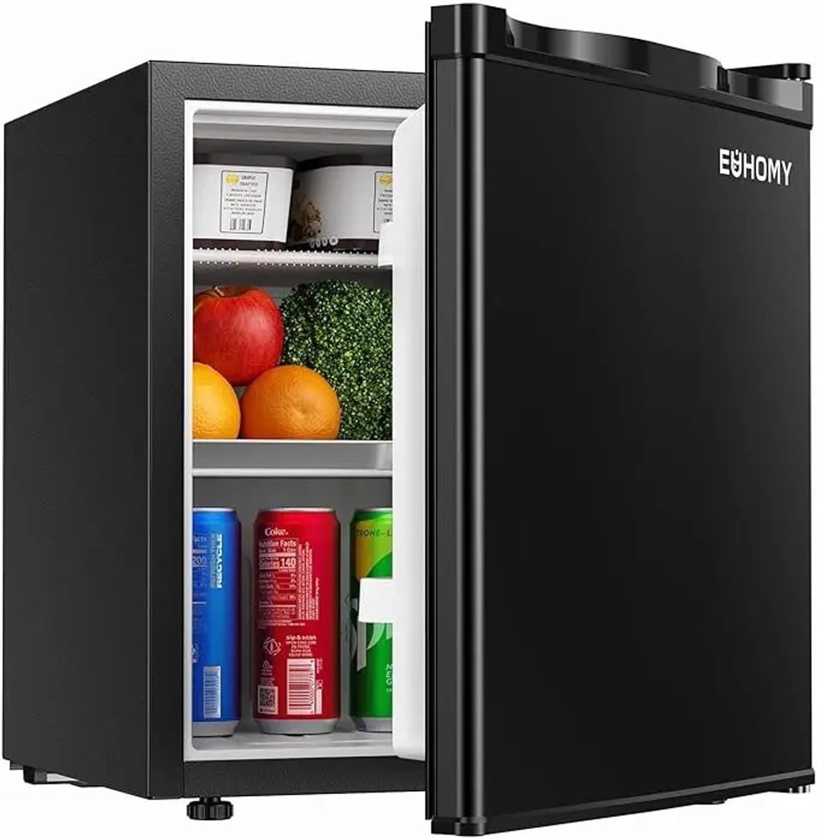 MakkelijkMooi Zwarte Bar Koelkast - Mini Koelkast - met Vriesgedeelte - Energiezuinig - inhoud 46 ltr - Met Omkeerbare Deur — afbeelding 1