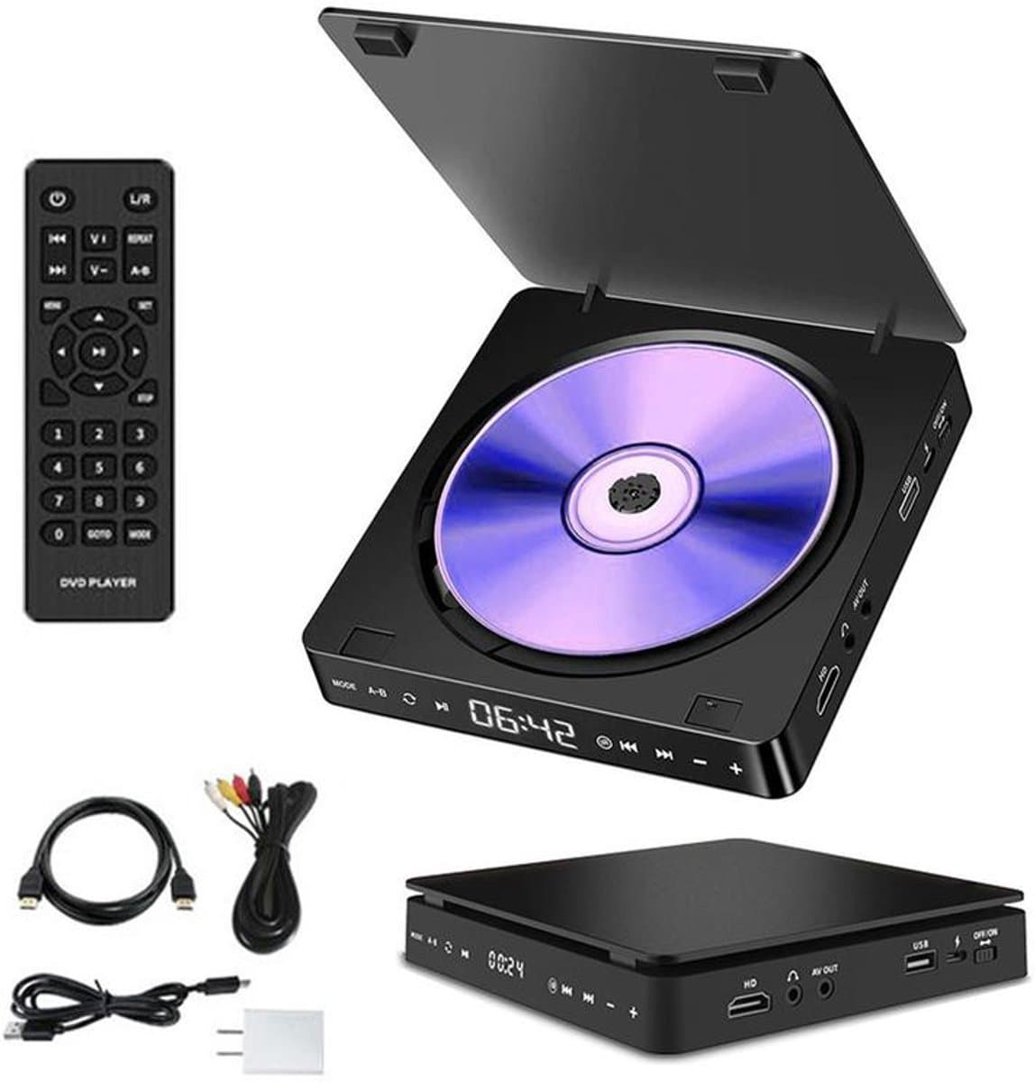 KZQ Draagbare dvd-speler - Externe dvd-/cd-speler - Tv-dvd-speler - Ondersteunt 1080p HD-videoweergave - HDMI/USB/AV-interfaceaansluiting - Touchscreen en draadloze streamingfunctie - Voor thuis, kantoor en entertainmentruimtes — afbeelding 1