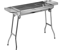 Roestvrijstalen houtskoolbarbecue, inklapbaar, outdoor, BBQ, draagbare campingbarbecue, staande grill, grillwagen, kolengrillm 74 x 33,5 x 71,5 cm.