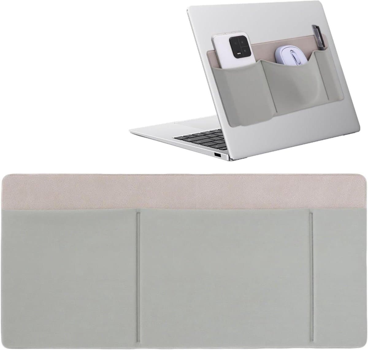 Externe harde schijf houder - Draagbare organizer - Mobiele werkplek - Zelfklevende bevestiging - 27 x 13 cm - Grijs — afbeelding 1