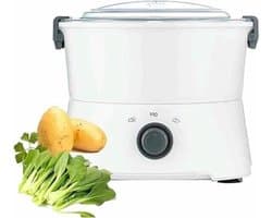 Elektrische Aardappelschiller - Groenteschiller Slacentrifuge - Maaltijden Bereiden - 6 Roestvrijstalen Messen - 1 kg Capaciteit - Wit