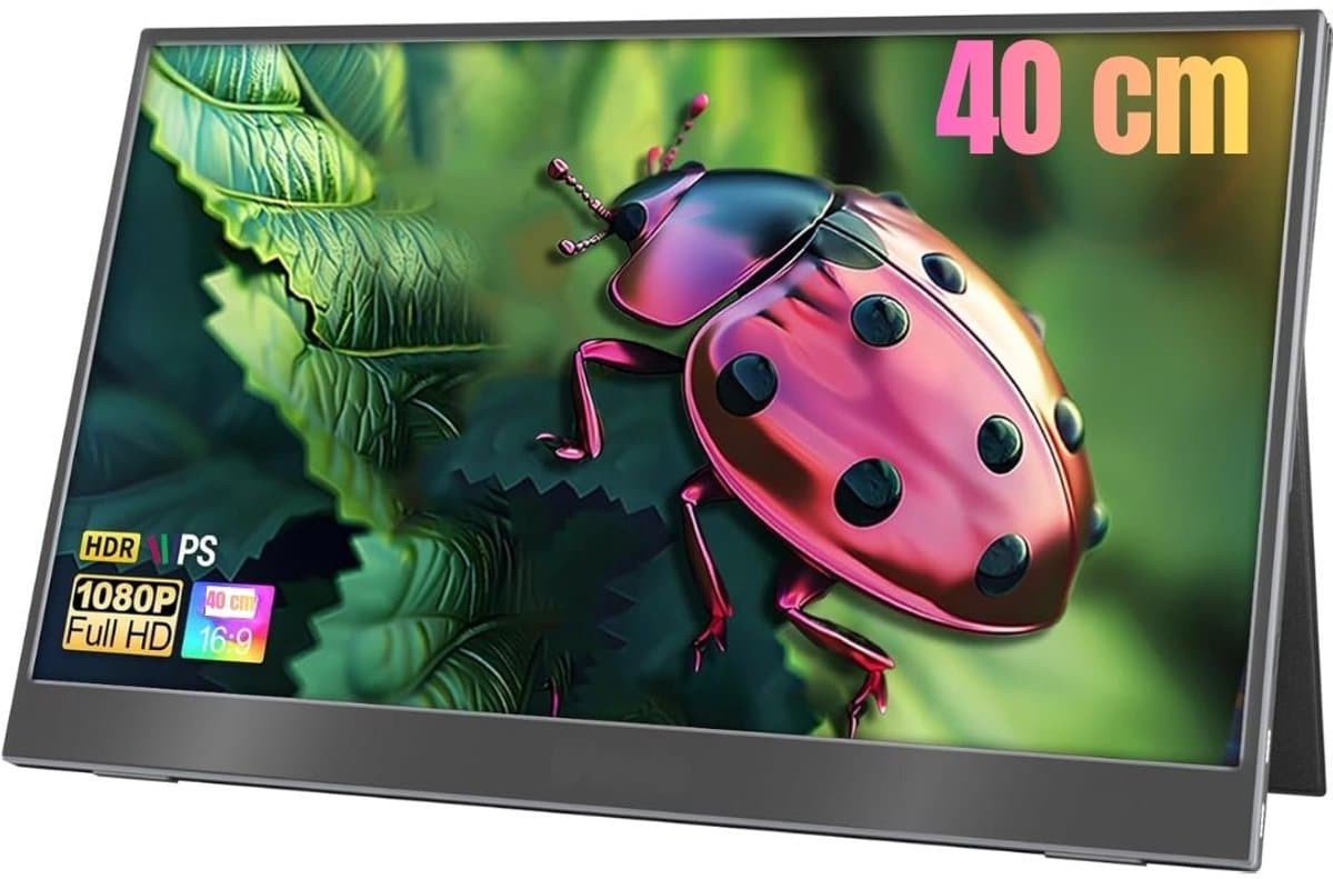 KAD® Portable Monitor - Draagbare Monitor voor Laptop - Ultra-Slank Tweede Scherm - Zwart - 1cm x 41cm x 36cm — afbeelding 1