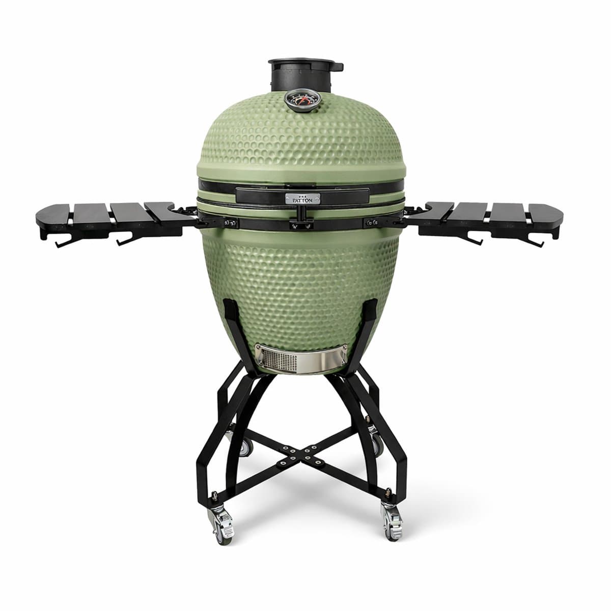 Patton Premium Large 21" Kamado met Onderstel en Zijtafels - Rooster Ø47 cm - Olijfgroen — afbeelding 1