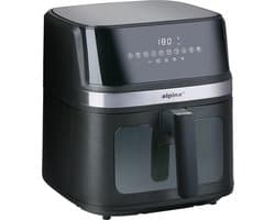 alpina Airfryer XL 8 Liter - Air Fryer voor 4 tot 6 Personen - Heteluchtfriteuse met Digitaal Display en Timer - Instelbare tTemperatuur 80-200°C - Heteluchtoven met 10 Programma's - Zwart