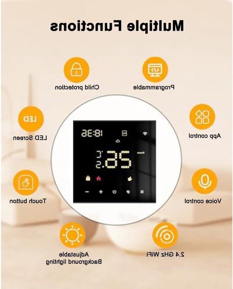 Slimme Thermostaat - Digitale Regelaar - Verwarming Instellen - WiFi Bediening - 10 x 10 x 5 cm - Wit — afbeelding 1
