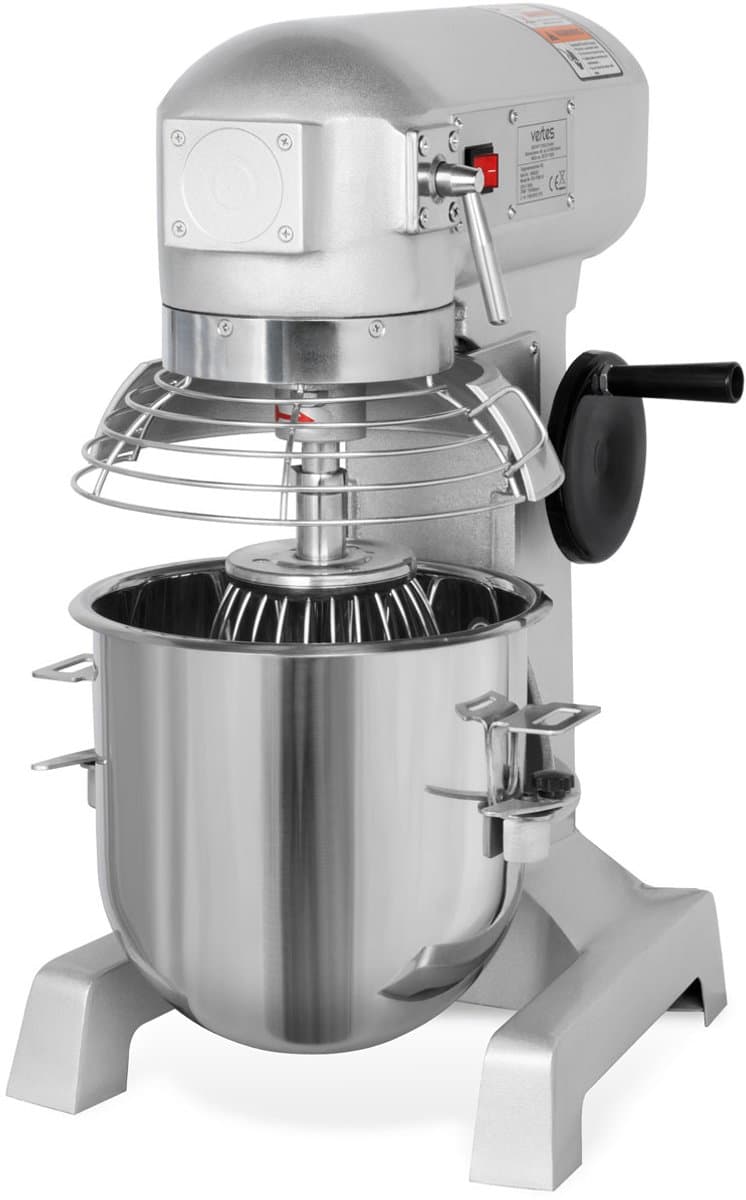 VERTES Professionele deegkneder, deegmachine met planetaire mengarm, inhoud 10 l, roestvrijstalen mengkom, mengblad, deeghaken en garde, 2 snelheden: 170 en 340 rpm — afbeelding 1