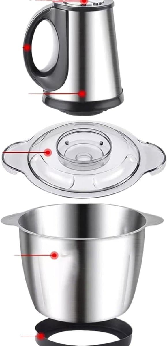 Elektrische hakmolen - Keukenmachine mini - Snel ingrediënten snijden - Roestvrij staal design - 1.3 kg - Zilver — afbeelding 1