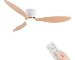 Damenzo - Ventilator - Ventilatoren - Ventilator plafond - Plafondventilator - Plafond ventilator met verlichting - 132 cm - Hout
