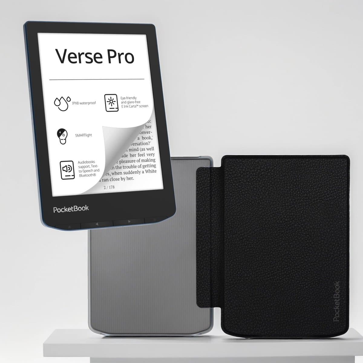 PocketBook Verse Pro e-reader Azure – 6 inch – 16 GB – waterdicht + Transparant Zwart Hoesje – voordeelbundel — afbeelding 1