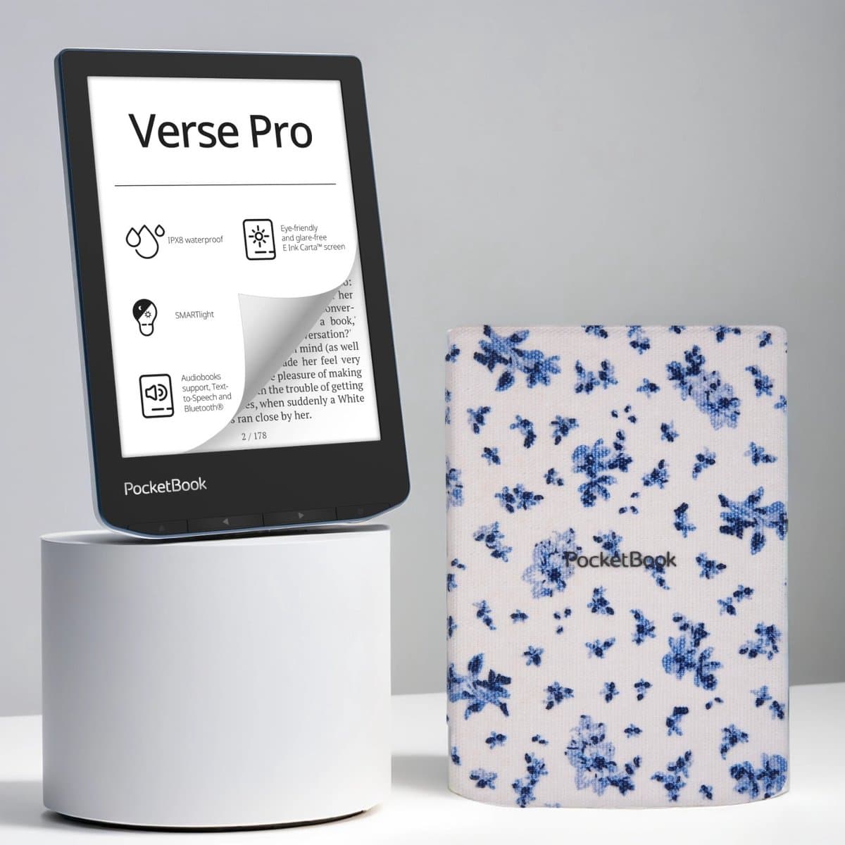 PocketBook Verse Pro e-reader Azure – 6 inch – 16 GB – waterdicht + Bloemen Hoesje – voordeelbundel — afbeelding 1