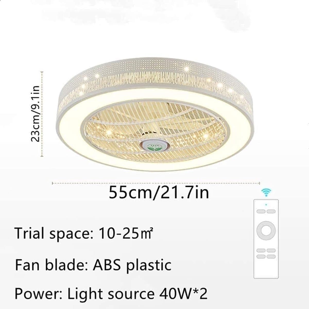 Plafondventilator met Licht - Ventilatorlamp Kroonluchter - Verfrissende Lucht - Onzichtbaar Bladontwerp - 55 cm - Wit — afbeelding 1