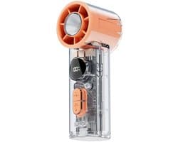 Ventilatoren-handventilator-Mini Handventilator - 100 Snelheden Verstelbaar - Draagbare Zakventilator met LED Display - USB-C Oplaadbaar - Borstelloze Motor - Ultra Stil - Met SOS Licht - Oranje